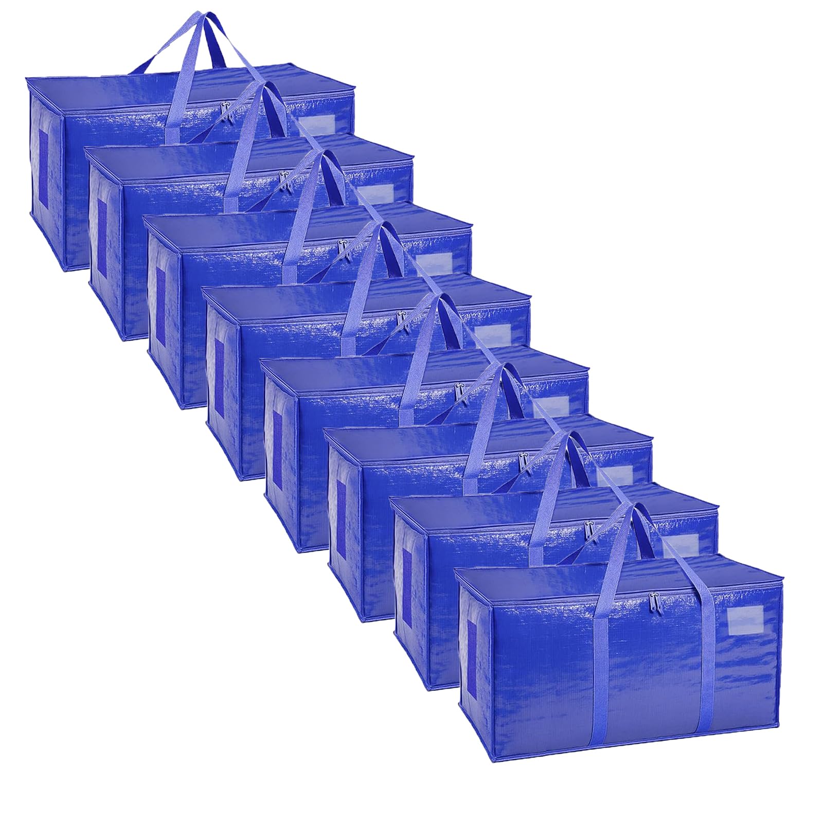 Puncools Clothes Storage Bags with Lids, 8 Pack Heavy-Duty Moving Bags for Moving, Clothes Storage, Laundry Bag, Packing, House Solutions（blue ）