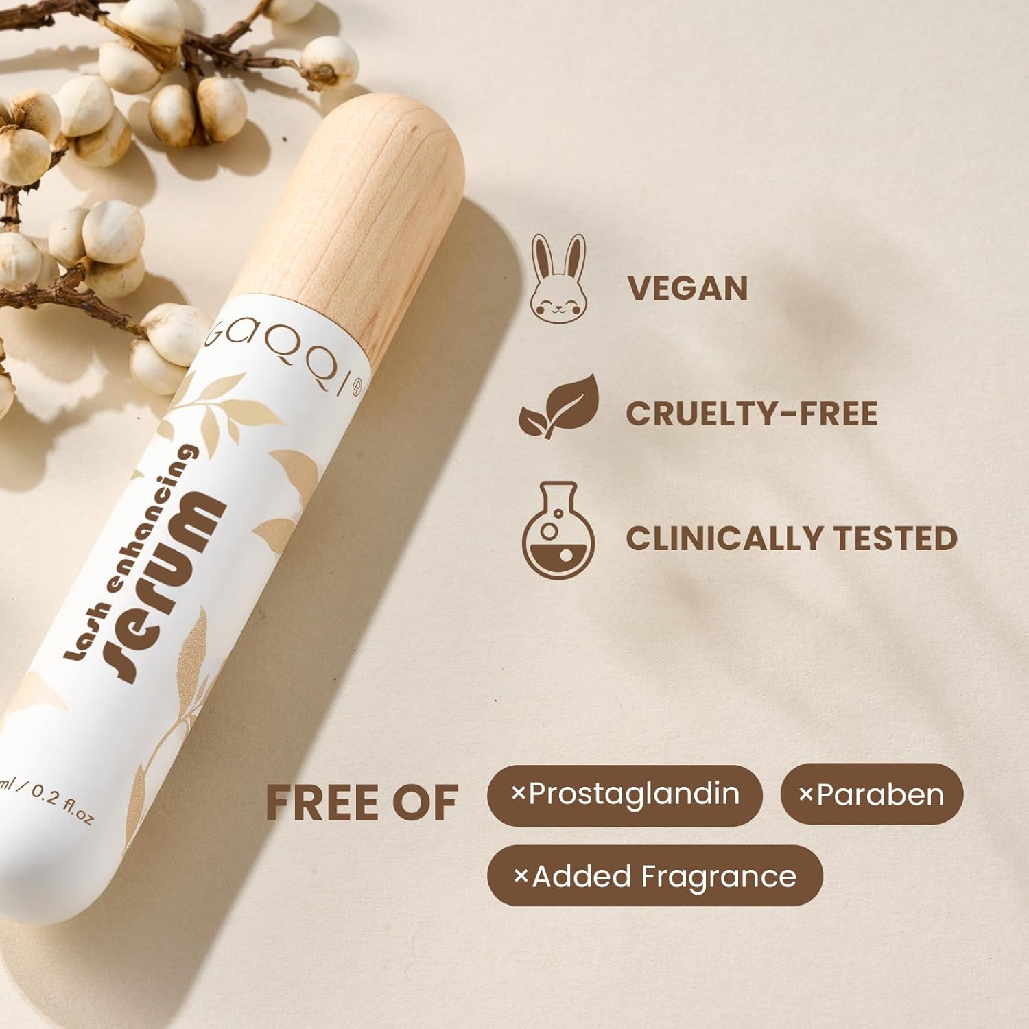 Lash Serum for Eyelash Growth, Eyelash Serum for Longer, Fuller & Stronger Lashes, With Natural Formula for Sensitive Eyes, Prostaglandin-Free, Vegan & Cruelty-Free （6ml） - Image 5