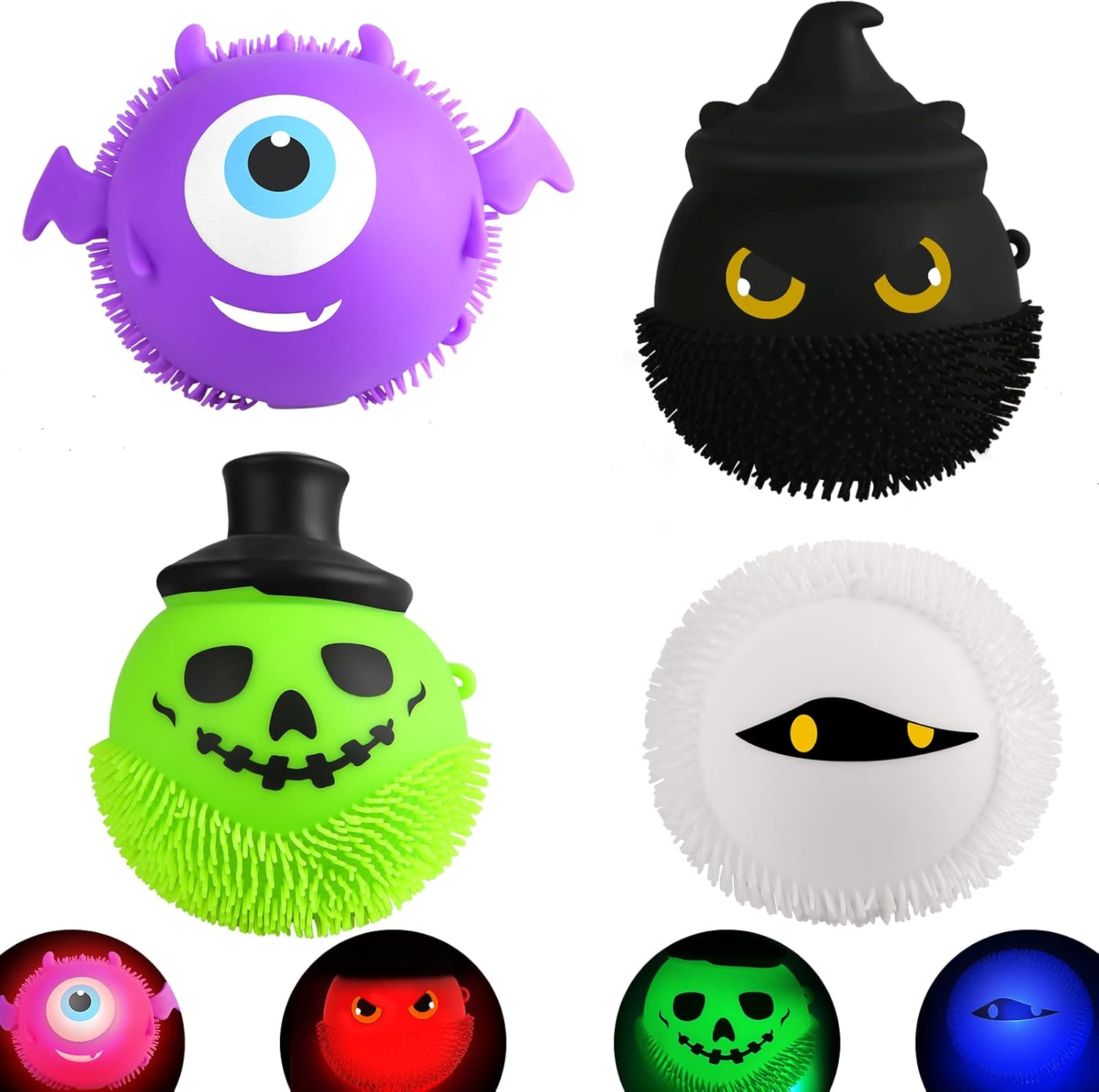 Bedwina Puffer Balls 144-Pack - Neon Squishy Sensory Toys For Kids Party Favors & Stress Relief