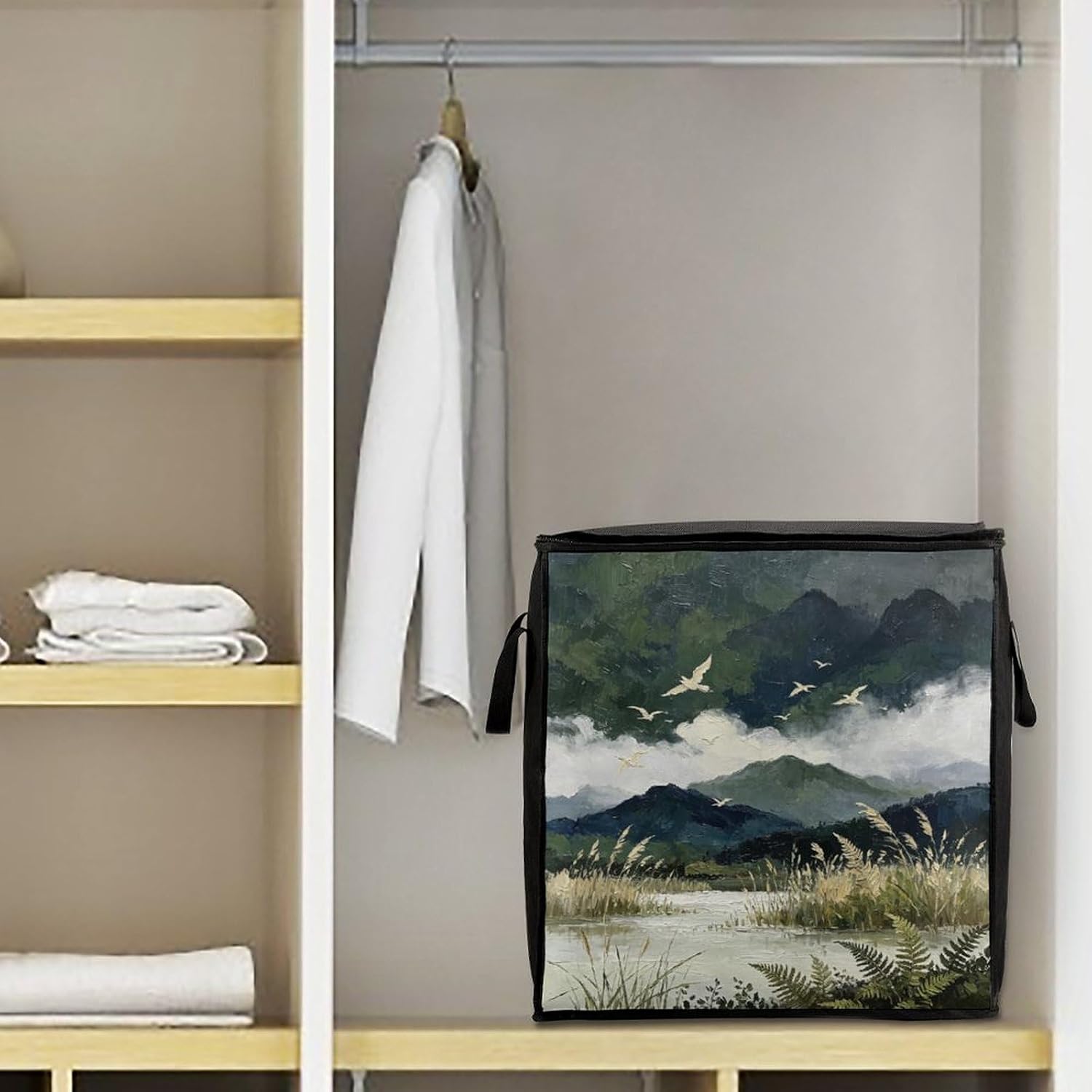 Forest And Mountains Comforter Storage Bag Moving Bag | Clothes Storage Bins-70L,Moving Bag With Dual Handles For Easy Carrying, Zipper Design Durability for Home,Bedroom,Closet