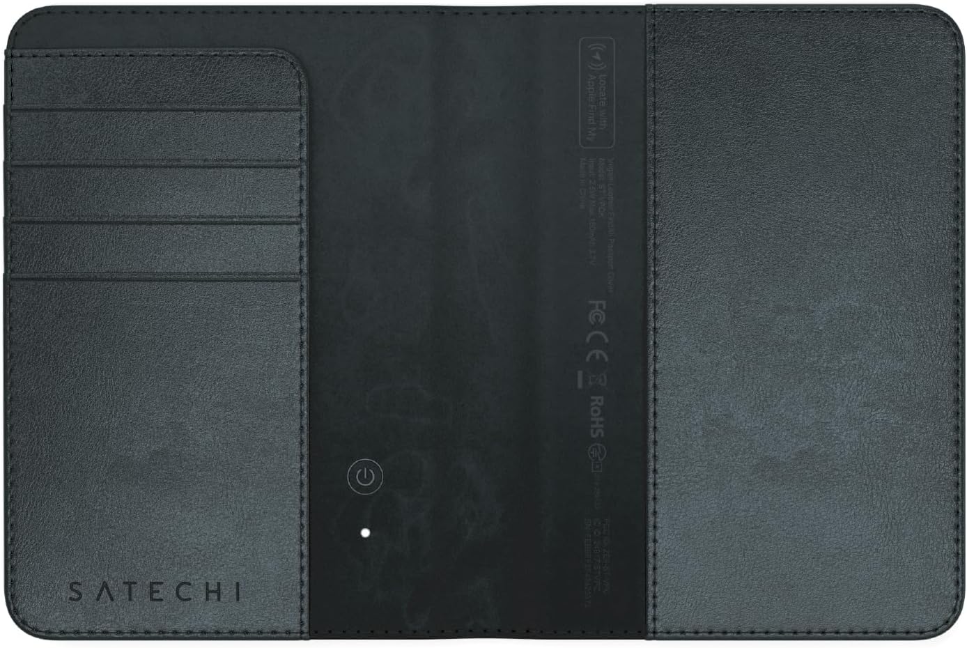 Passport Holder, SATECHI Find Me Function, Passport Cover with 4 Card Holder, Wireless Charging, RFID Protection, Card Pocket - Travel Vegan Leather Card Case (Black)