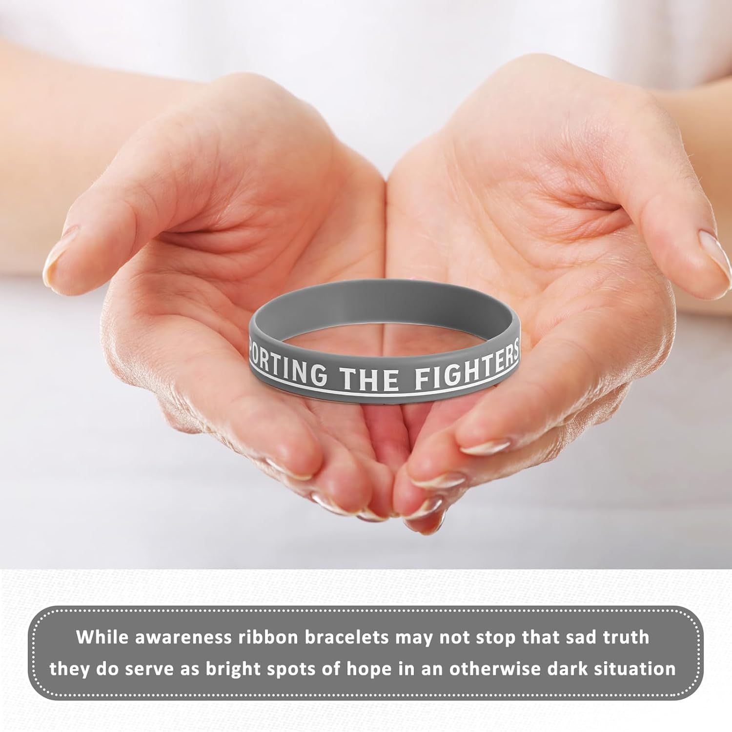 50 Pcs Brain Cancer Awareness Rubber Bracelets Gray Ribbon Awareness Silicone Wristband Bulk Brain Injury Cancer Awareness Bracelet Motivational Wristbands For Unisex Men Women Support Fundraisers - Image 4