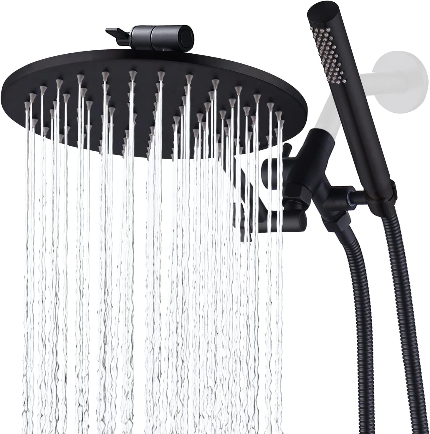G-Promise All Metal Dual Shower Head Combo, 8 Inch Rainfall Shower Head, Handheld Spray Wand, Smooth 3-Way Diverter, with Adjustable Extension Arm, 71 Inches Long Hose (Brushed Nickel)