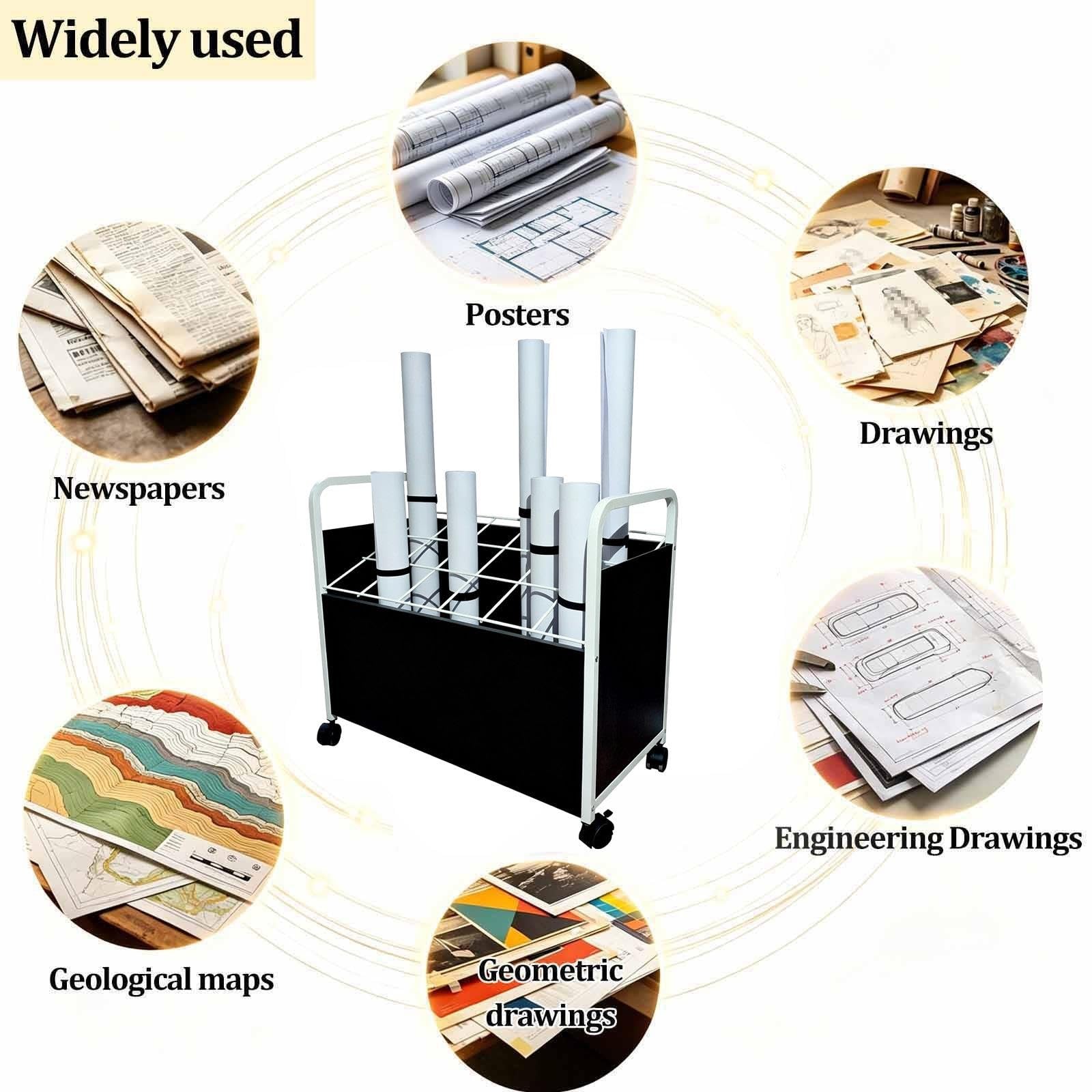 Organizer mobile per documenti, espositore in metallo per brochure, nero