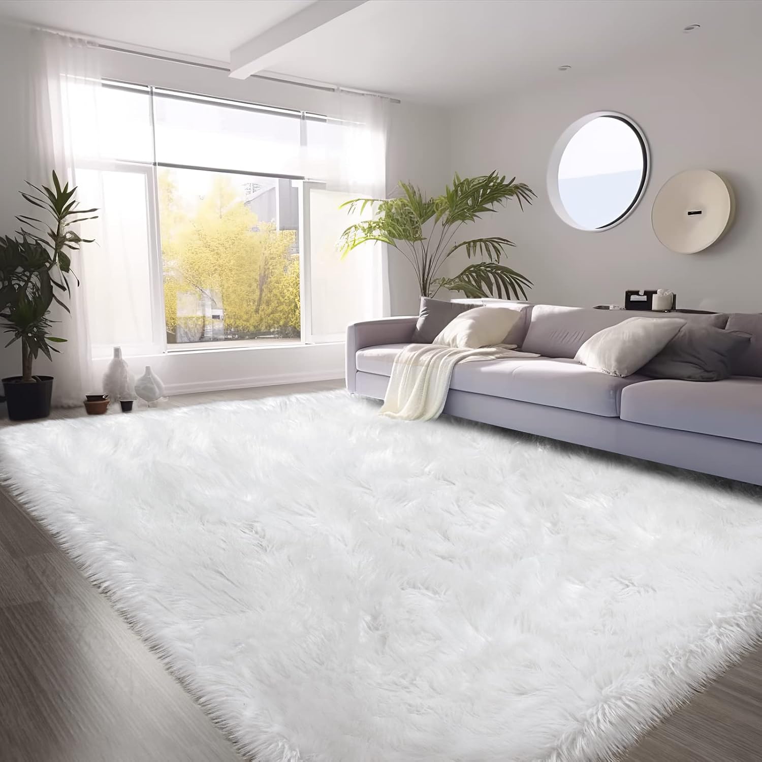 SERISSA Ultra Soft Faux Fur Rug 6x9 Feet, Fluffy Shaggy