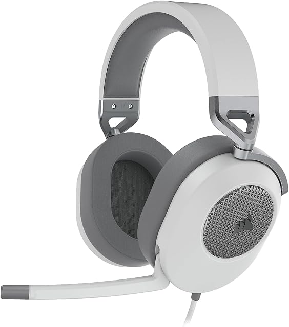 Corsair HS65 SURROUND Gaming Headset (Leatherette Memory Foam Ear Pads, Dolby Audio 7.1 Surround Sound on PC and Mac, SonarWorks SoundID Technology, Multi-Platform Compatibility) White