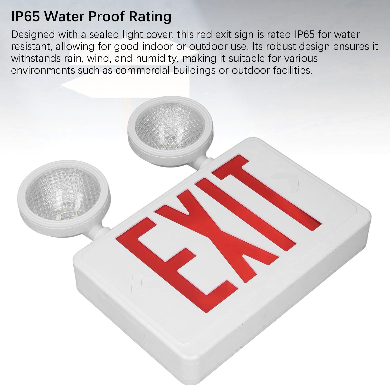 Señal de Salida de Emergencia Roja, Luces LED de Salida de Emergencia de Doble Cabezal, Señales de Salida Interiores y Exteriores Impermeables IP65 con Luces de Emergencia, Señal