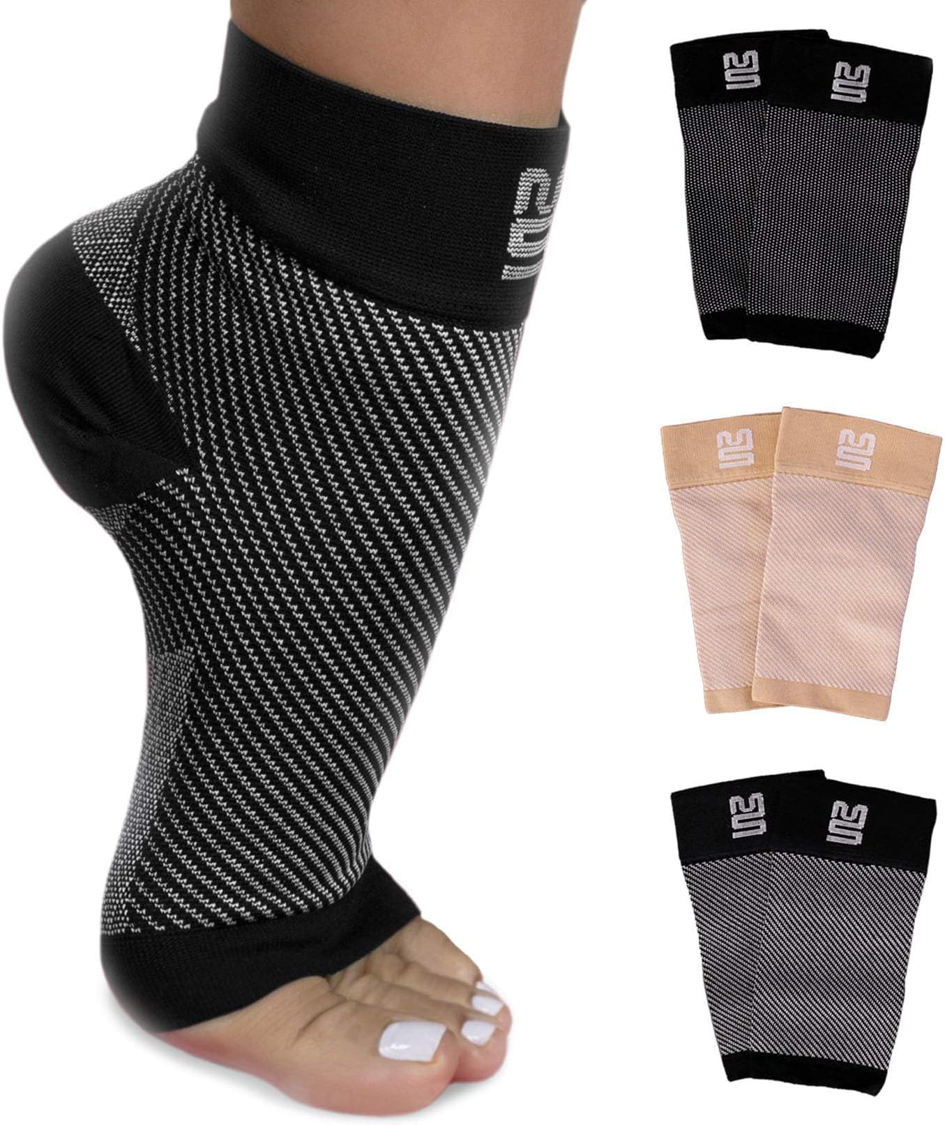 Modetro Socks - 1 Pair of Ankle Compression Socks for Ankle Support & Foot Discomfort Relief, Dotted Black