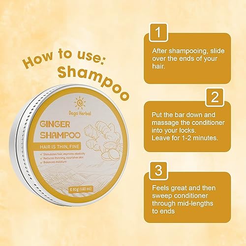 Miniatura 4 de Barra de champú de jengibre para cabello fino, 1.92 onzas, equilibra la humedad, nutre la piel (paquete de 2)