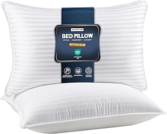 Utopia Bedding Bed Pillows for Sleeping Standard Size (White), Set of 2, Down Alternative Pillow for Sleeping, Cooling Hotel Quality Pillow Set for Back, Stomach or Side Sleepers