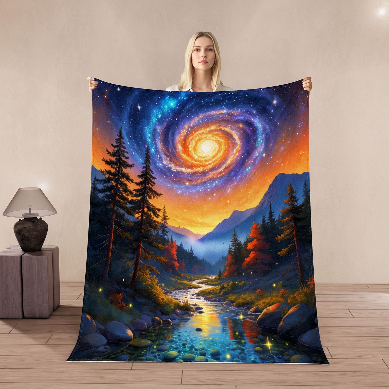 Plaid galaxie microfibre pour des soirées cocooning chaleureuses sur le canapé