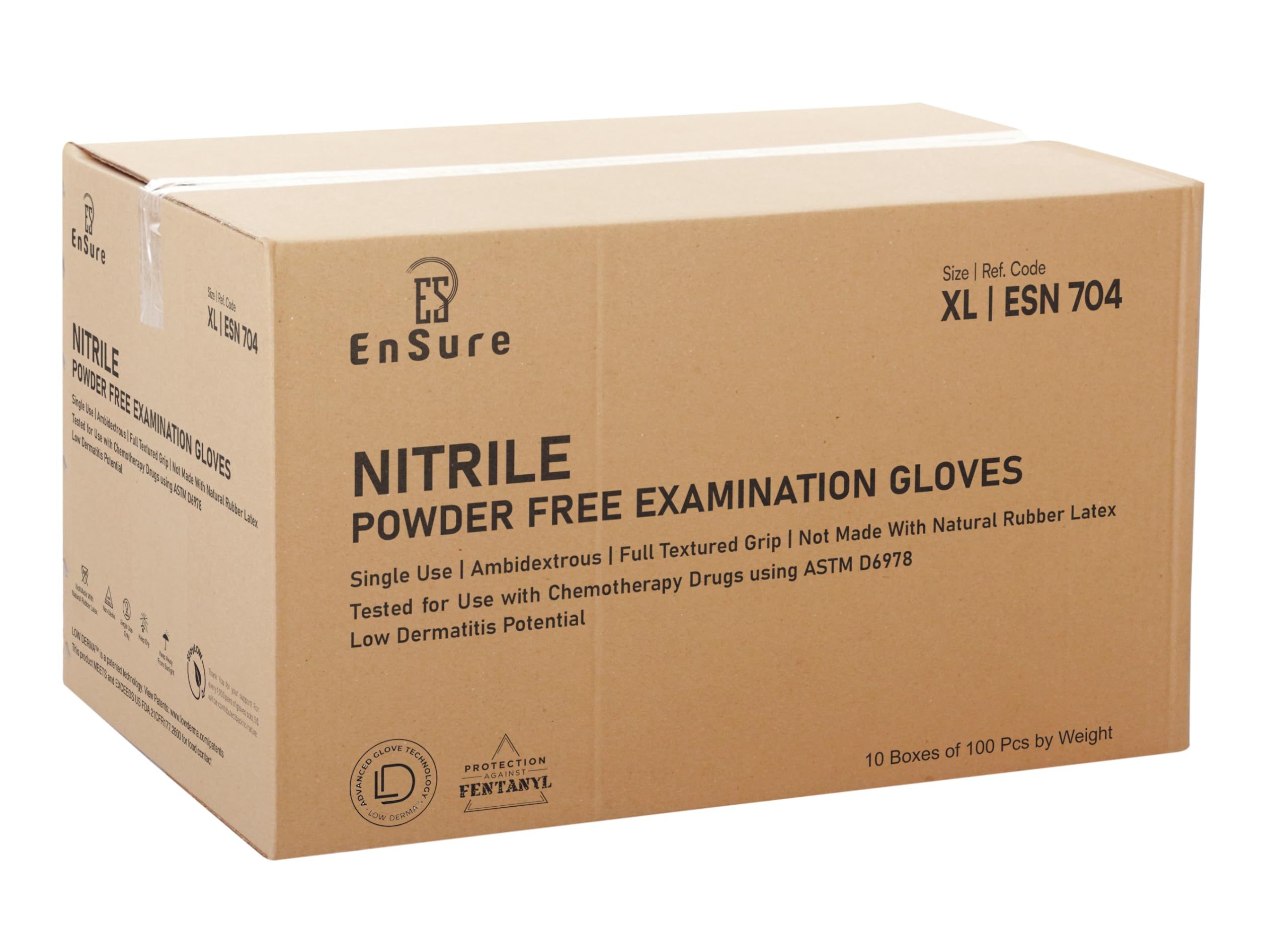 Ensure Black Nitrile Gloves Heavy-Duty Texture Grip Low Derma Patented