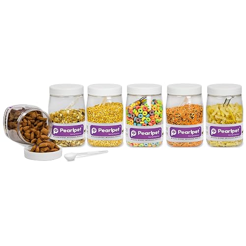 PEARLPET Transparent Space Saver Container Set for Kitchen Storage Set with Plastic White LID and Spoons, 1500 ML Set of 6 Pieces with 6 Spoonsβ¦