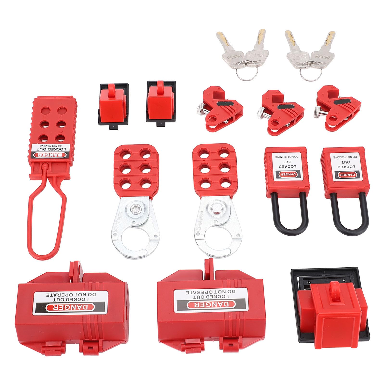 Tangxi Kit de Etiquetado y Bloqueo Eléctrico, de Seguridad Duradero para Uso Industrial con 20 Etiquetas y Candados