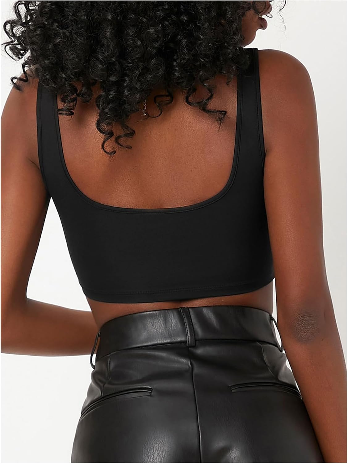 WDIRARA Women's Square Neck Sleeveless Crop Tops Going Out Fitted Tank Tops - Image 2