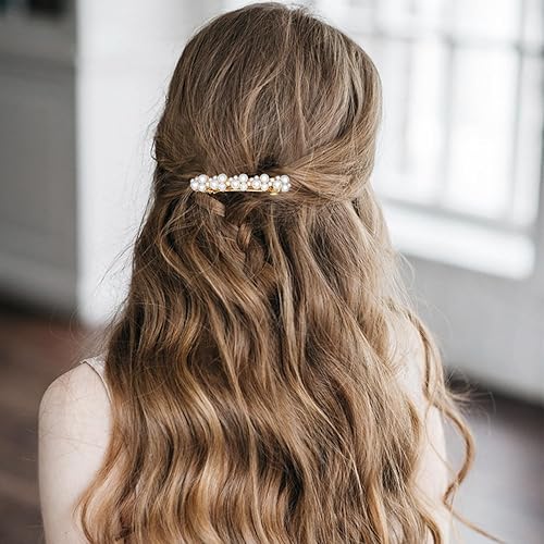 Miniatura 5 de Pasadores de pelo vintage con perlas, pinzas de cristal brillantes para el cabello de boda, diseño francés, para novia, diamantes de imitación,