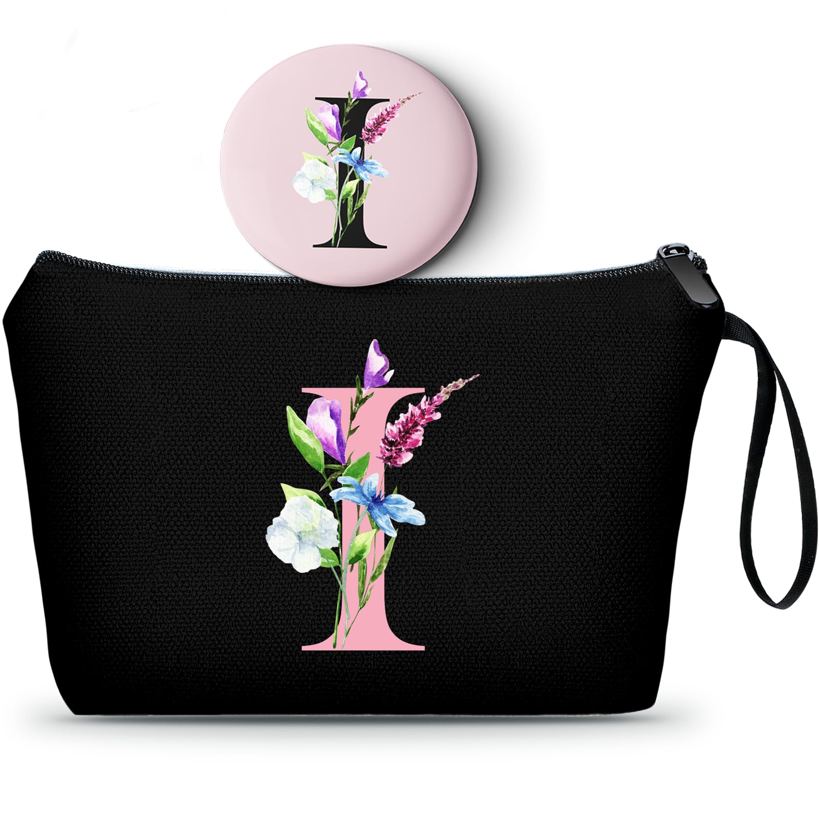 SEAMOON Bride to be Birthday Womens Unique Initial Monogram Gifts for Women Mom Personalized Travel Makeup Cosmetic Bag with Mirror Valentines Mothers