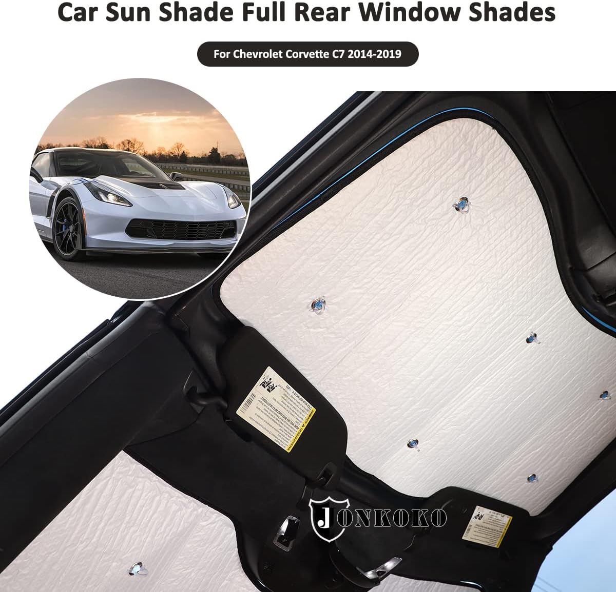 Car Windshield Sunshade, Car Sun Shade Full Rear Window Shades for Chevrolet Corvette C7 2014-2019, UV Rays Sun Visor Protector (Full Window)