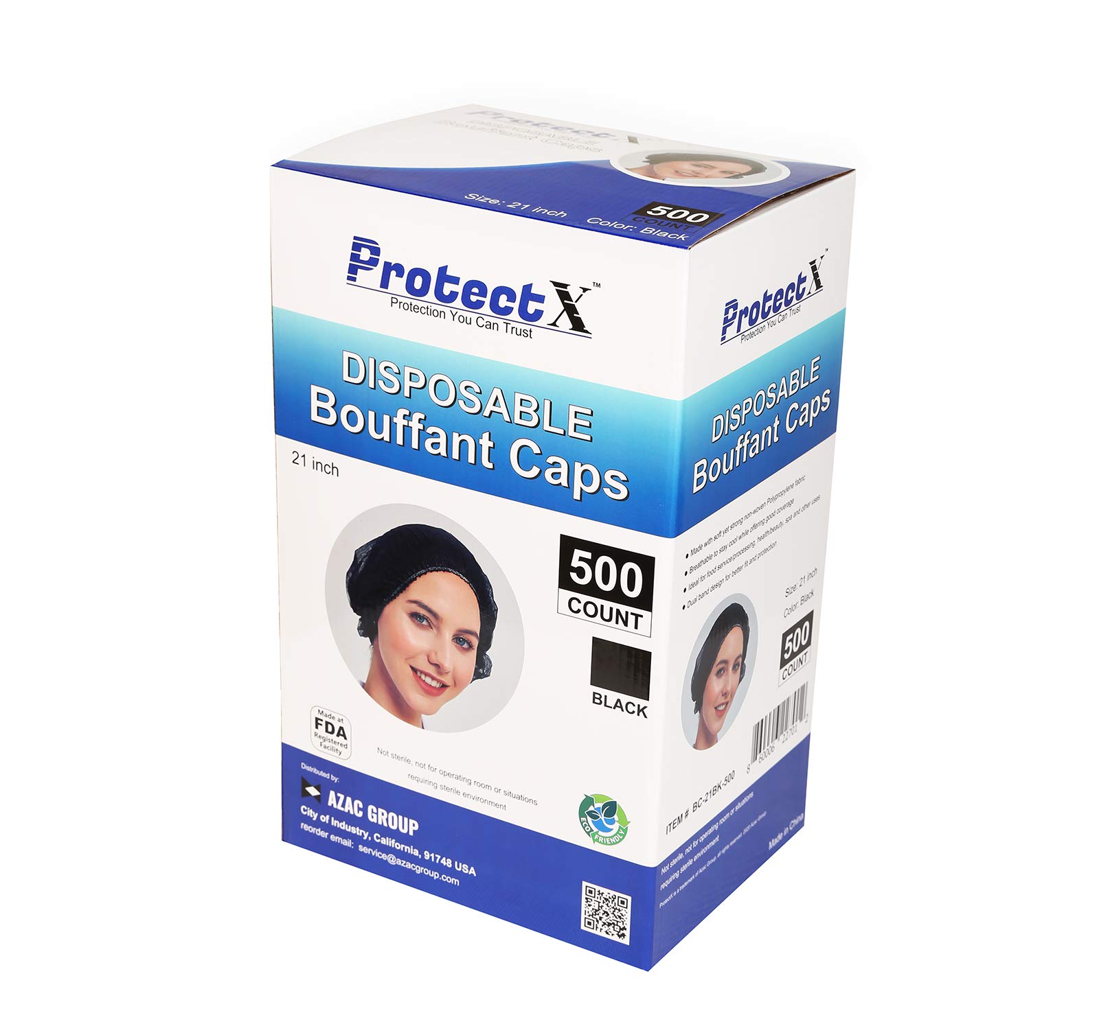ProtectX Einweg-Haarnetz, 53,3 cm, Schwarz, 500 Stück