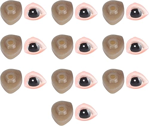 Miniatura 7 de BORDSTRACT Ojos de muñeca de seguridad, globos oculares triangulares de plástico con pestañas tridimensionales, juego de 10 globos oculares de