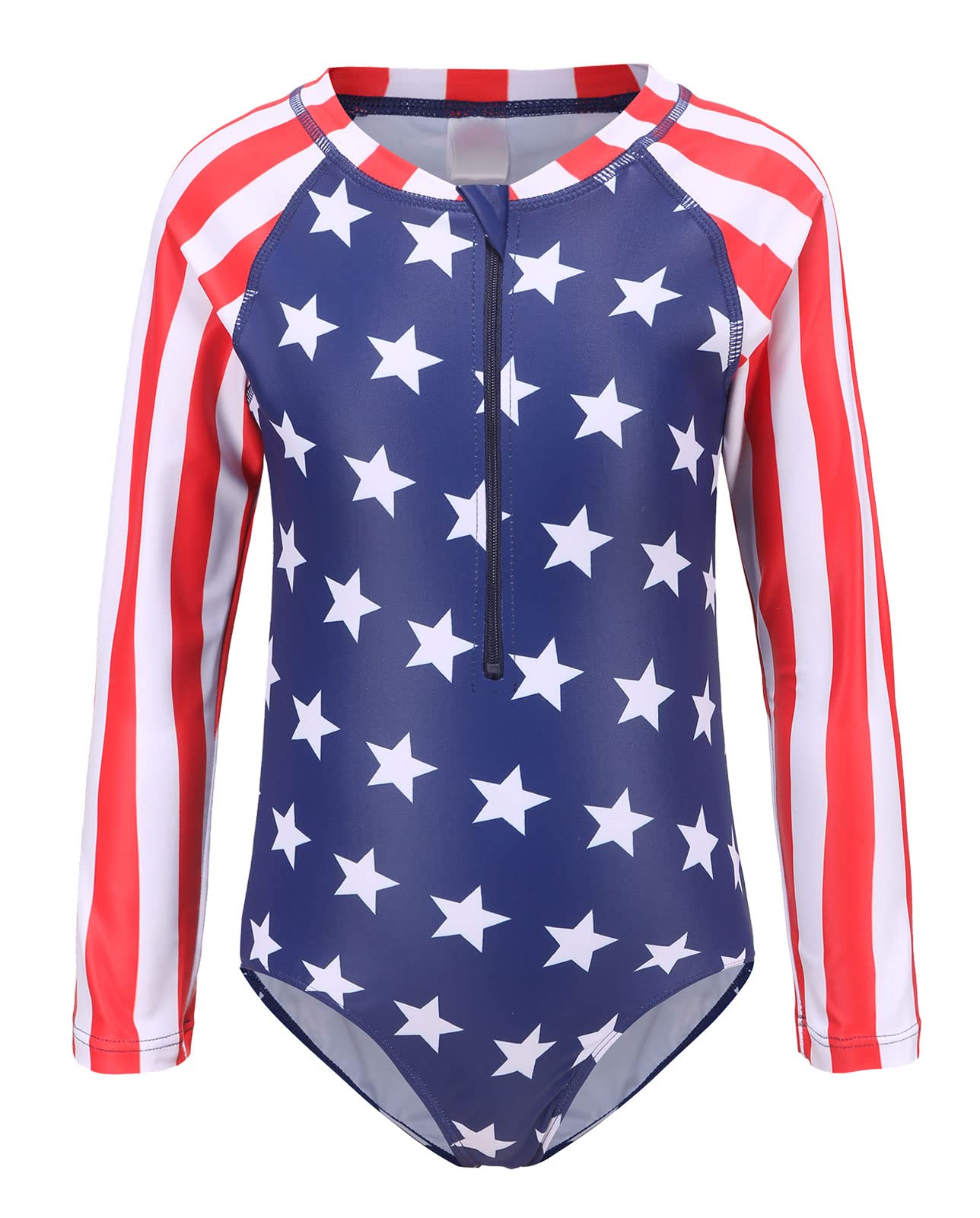 Girls One Piece Rash Guard Long Sleeve Swimsuits for Girls UPF 50+ Sun Protection Bathing Suits 3-16 Years