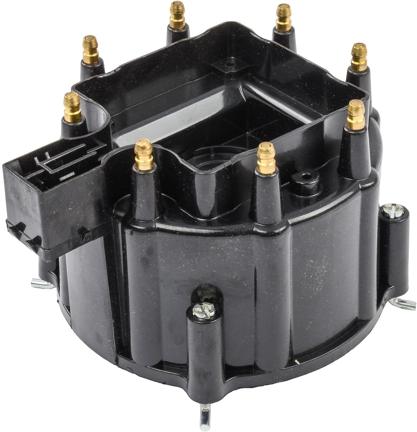JEGS Distributor Cap | Fits 1974-1990 Small/Big Block Chevy V8 Engines With HEI Distributor | Solid Male Brass Contacts | Black
