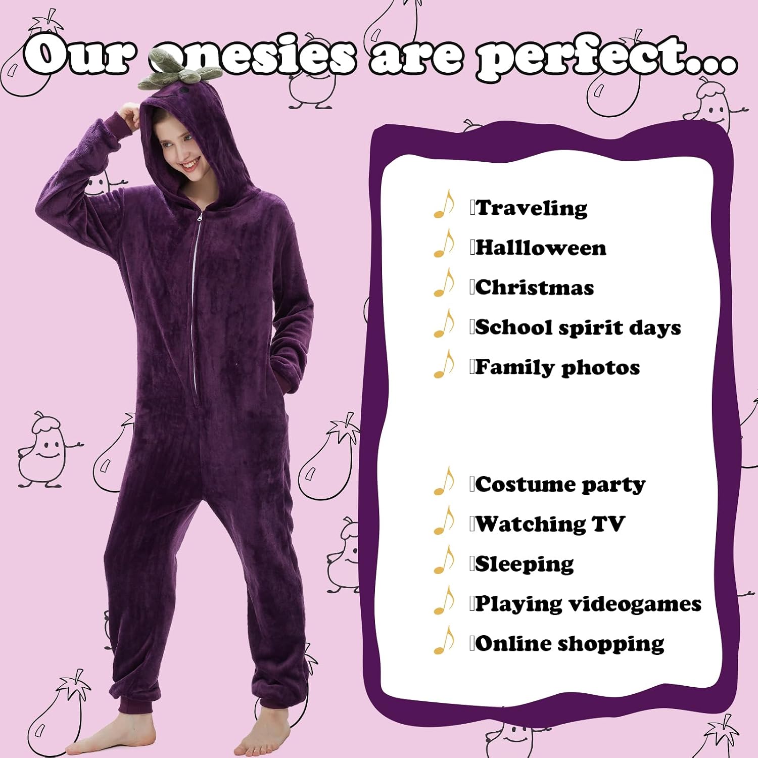 Adult Onesie Pajamas Halloween Costume One-Piece Slim Fit Sleepwear Cosplay Suit for Mens Womens