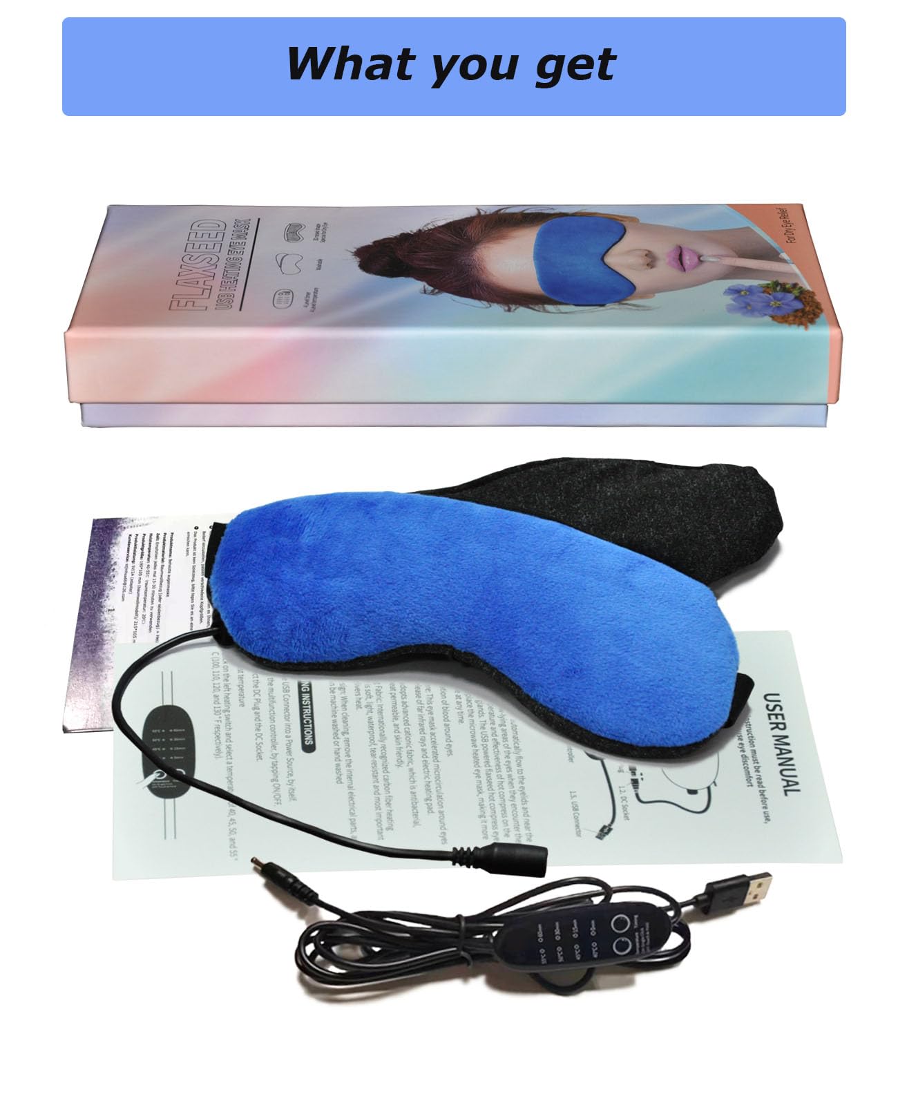 Mascarilla para Ojos Calentada, Antifaz Compresa para ojos Caliente con Linaza para Ojos Secos, Tratamiento de Blefaritis, Fatiga Ocular, Lavable