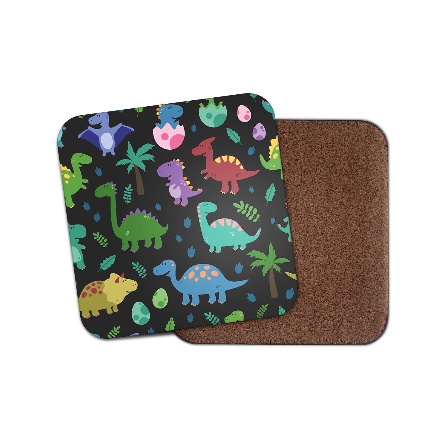 Destinationvinyl Multicolor 1 X Cartoon Dinosaurs Coaster - Dinosaur Kids Cute Funny T-Rex Pretty Fun #8820