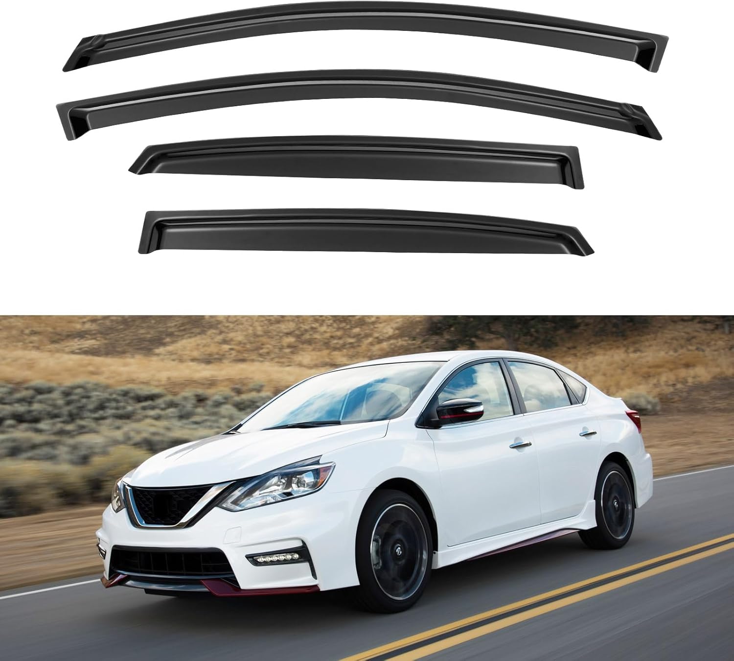 YQAUTEC Window Visors Rain Guards Shield for 20132019