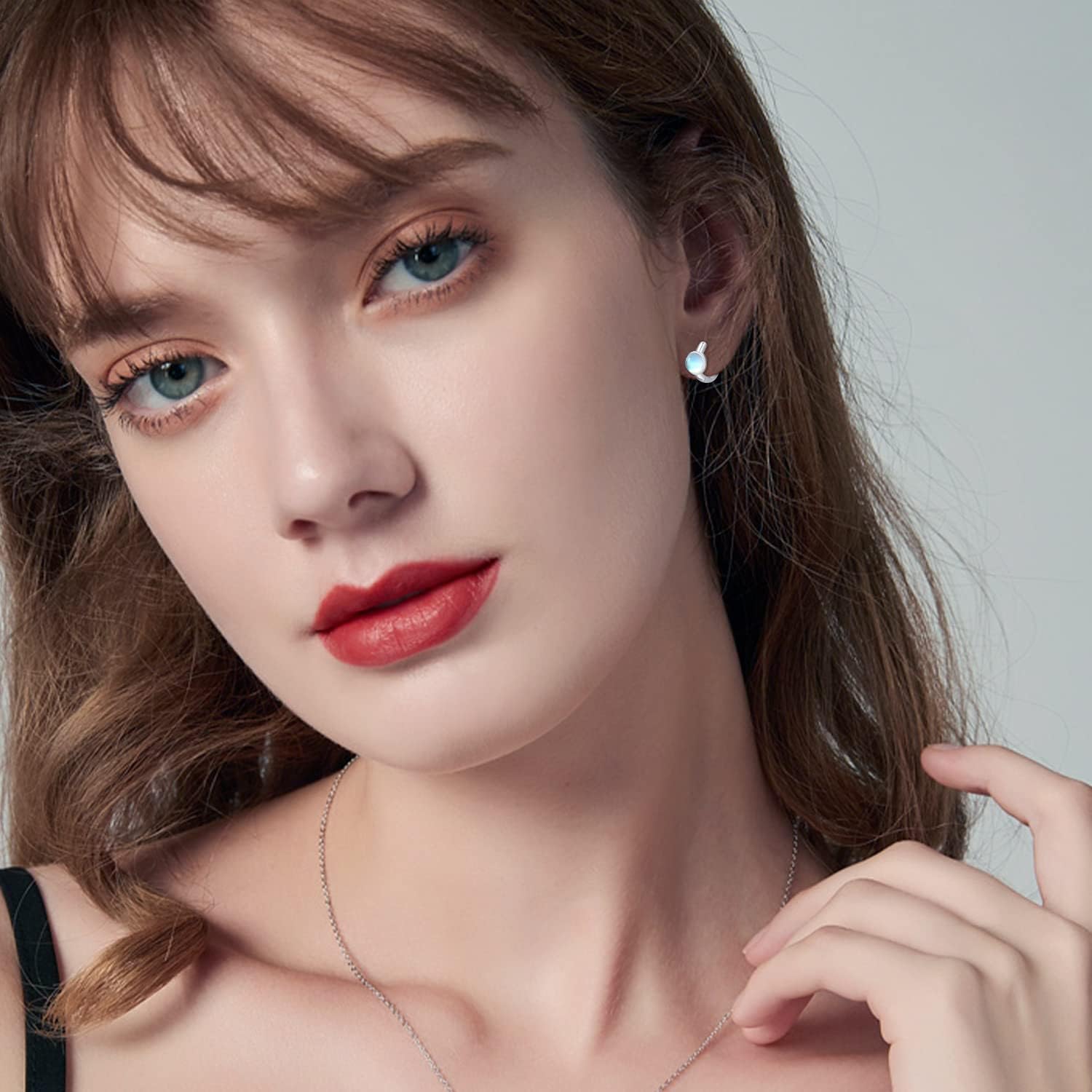 CUOKA MIRACLE Moonstone Earrings for Women S925 Sterling Silver Small Moonstone Huggie Hoop Earrings Jewelry Gifts for Women Mother's Day Jewelry - Image 4