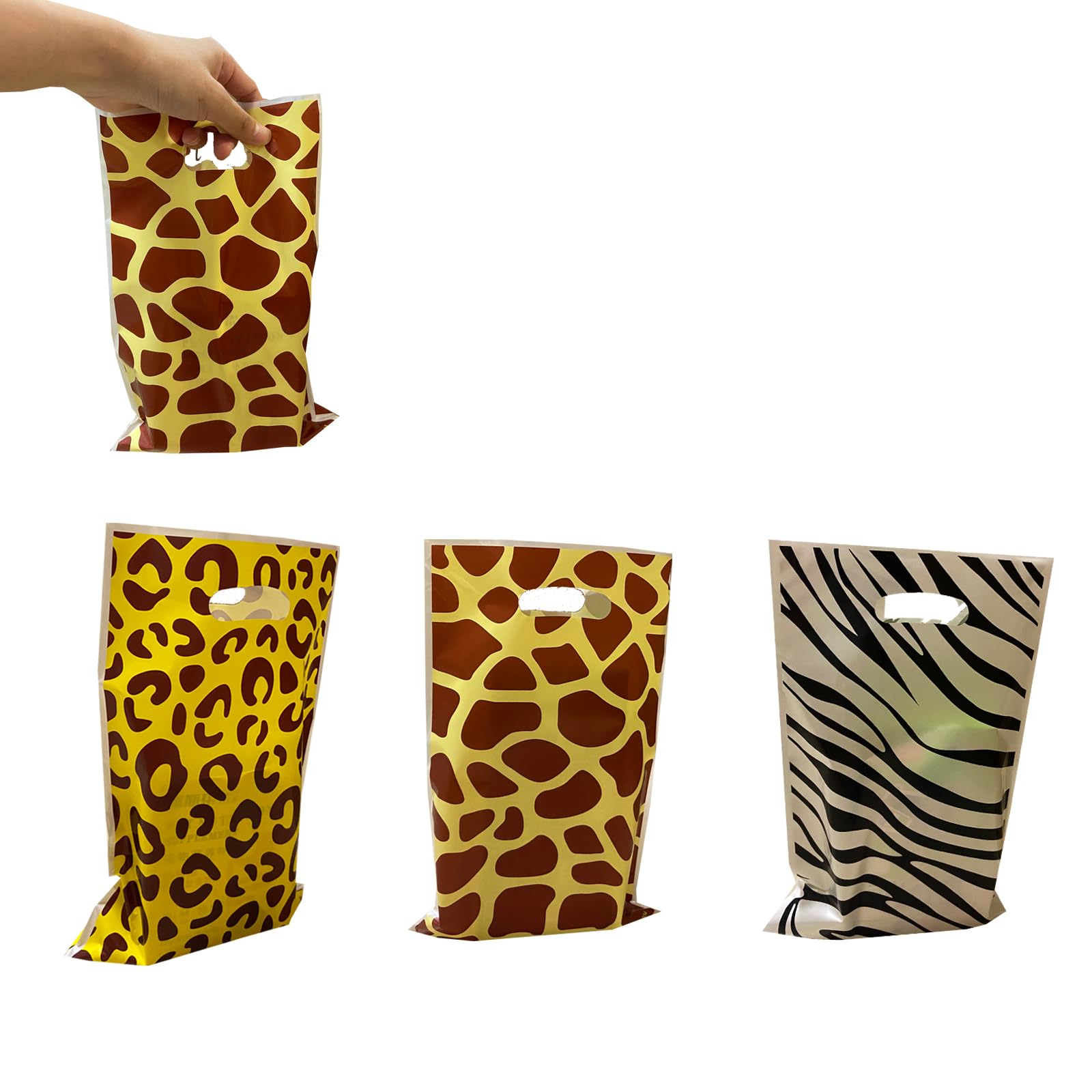 DYT 30PCS Animal Print Party Bags Zoo Print Goody Candy Treat Bags Jungle Safari theme Plastic Gifts Bags Party Favor Supplies for Children's Birthday