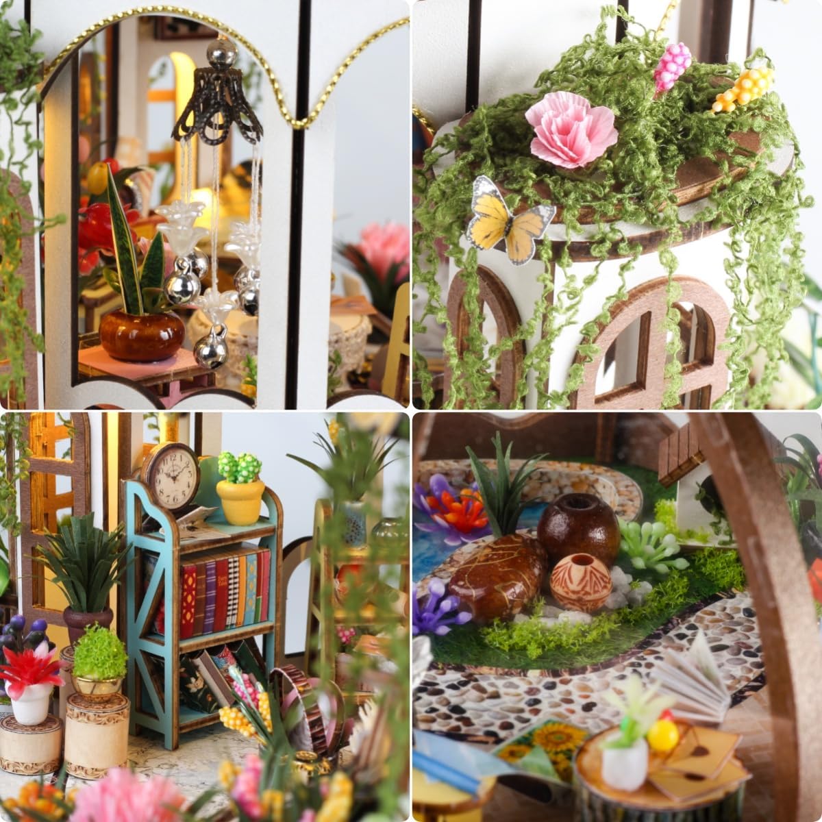CRIOLPO DIY Greenhouse Kit, Miniature House Kits for Adults, Craft Model Building Kit with Detailed Furniture and Accessories, for Creating A Stunning Miniature Doll House Scene - Hanging Garden