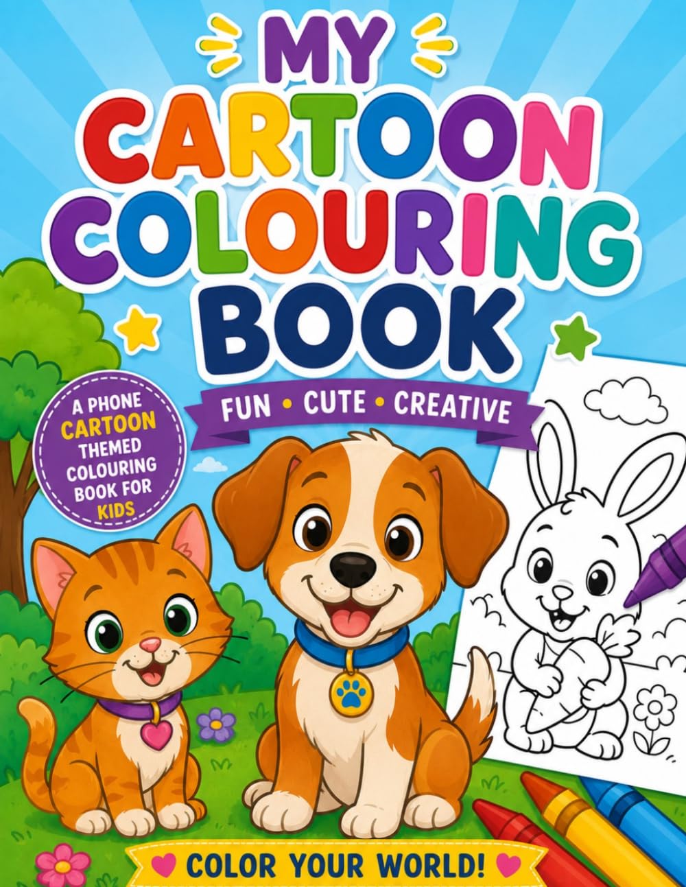 My Cartoon Coloring Book: Fun and Easy Cartoon Coloring Pages for Kids Ages 3–8 | Cute Characters, Creative Learning, and Screen-Free Fun