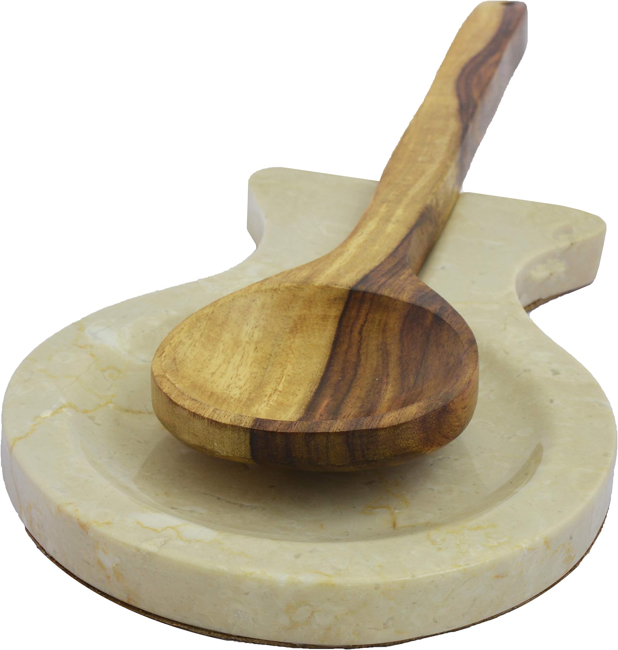 Marbco Marble Spoon Rest, Ladle Holder, Marble Spoon Rest Holder for Stove Kitchen, Heavy Duty, Dishwasher Safe (Design 1, Italian Cream)