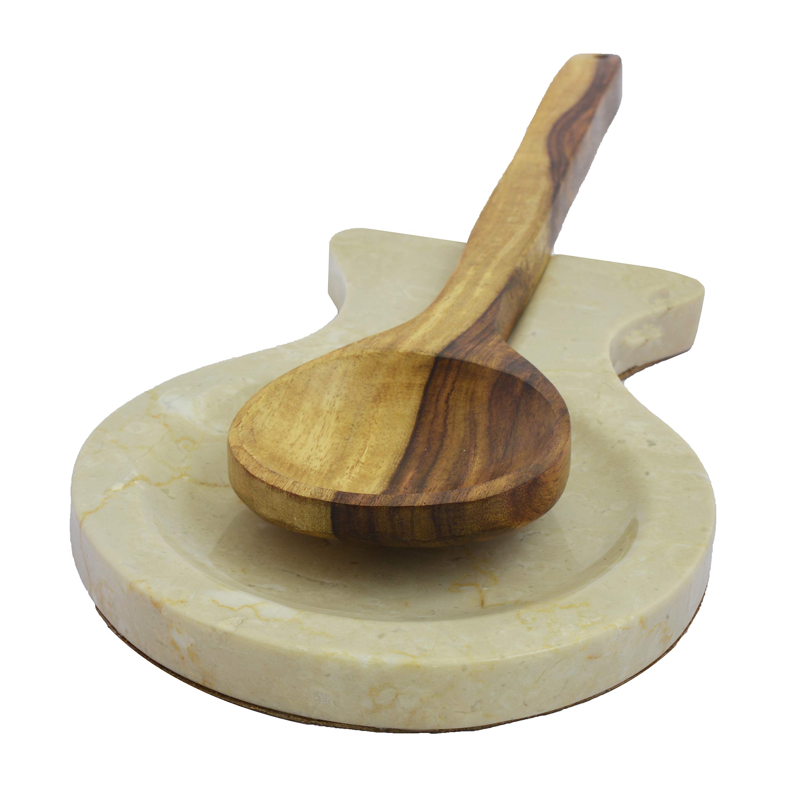 Marbco Marble Spoon Rest, Ladle Holder, Marble Spoon Rest Holder for Stove Kitchen, Heavy Duty, Dishwasher Safe (Design 1, Italian Cream)