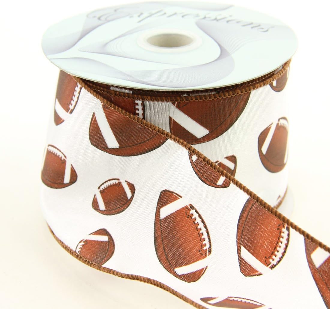 Soccer Themed Ribbon - 2.5 Inch Wide Wired Decorative Ribbon