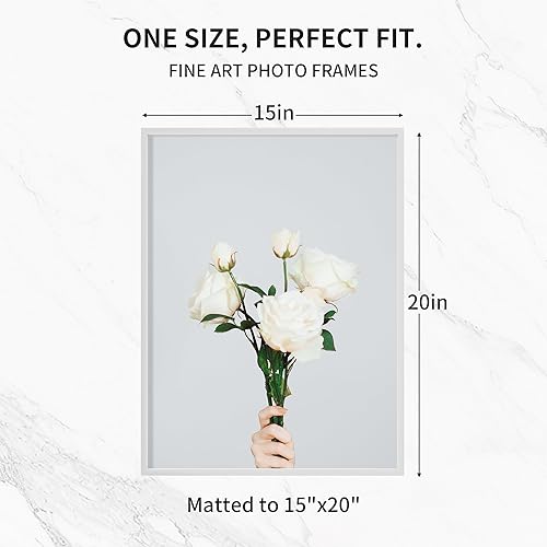 Miniatura 676 de Fun Memories Portarretratos de metal de 16 x 20 pulgadas con paspartú de 11 x 14 pulgadas, acabado de aluminio cepillado, parte delantera de vidrio