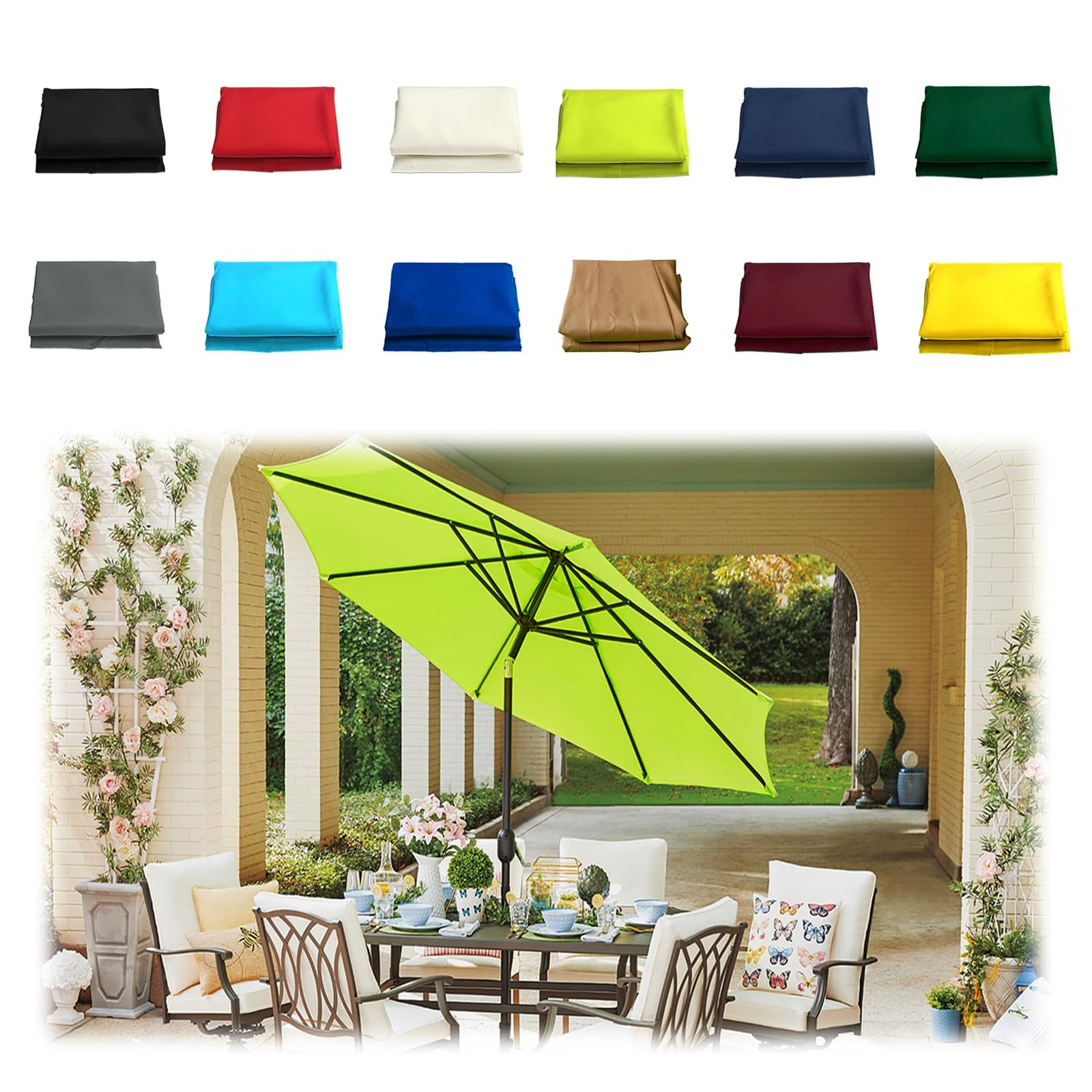 MObyat 6 Ribs 8 Ribs Garden Umbrella Replacement Parasol Canopy Patio Replacement Umbrella Covers For Parasol Top Cloth Water Resistant