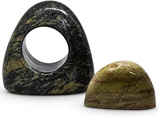 Natural Pebble Aquarium Cave, 4.3 Inch Fish Tank Hideout Stone with Hand-Carved Hollow Interior, River Rock Shelter for Betta Shrimp Cichlid, Aquascape Decor for Freshwater Saltwater