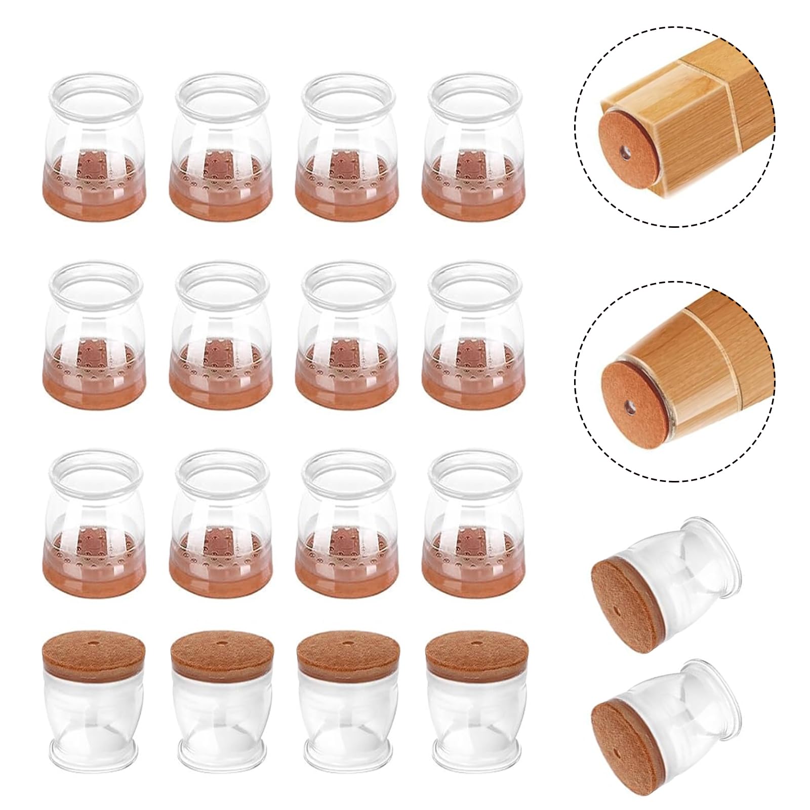 18pcs Chair Leg Floor Protectors, Silicone Chair Leg Covers