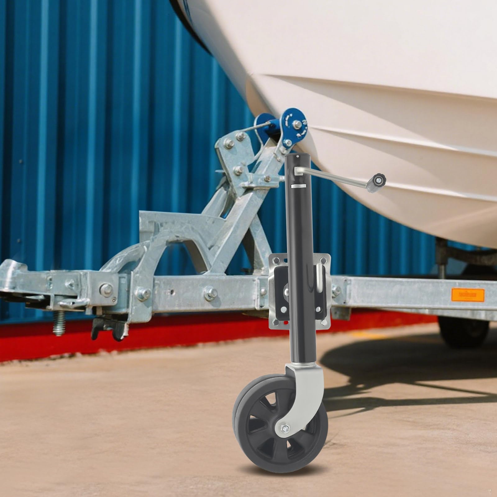 Anhänger Stützrad 2000 lbs Tragkraft, 8 Zoll Allgelände-Doppelräder, Anhängerstützrad Höhenverstellbar 67-93 cm, 360° Drehbare Montageplatte Anhänger Stützrad Schwerlast für Boots Wohnwagenanhänger