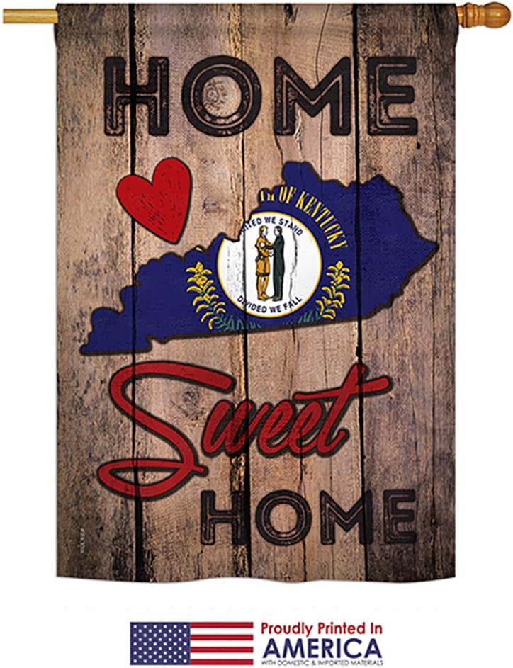 State Kentucky Home Sweet House Flag Americana States USA American Territories Republic Country Particular Area Small Decorative Gift Yard Banner Made In 28 X 40