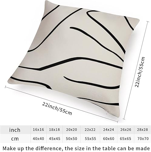 Miniatura 2 de Fundas de almohada geométricas de rayas negras, fundas de cojín geométricas de líneas abstractas, almohadas rústicas de doble cara con cremallera,