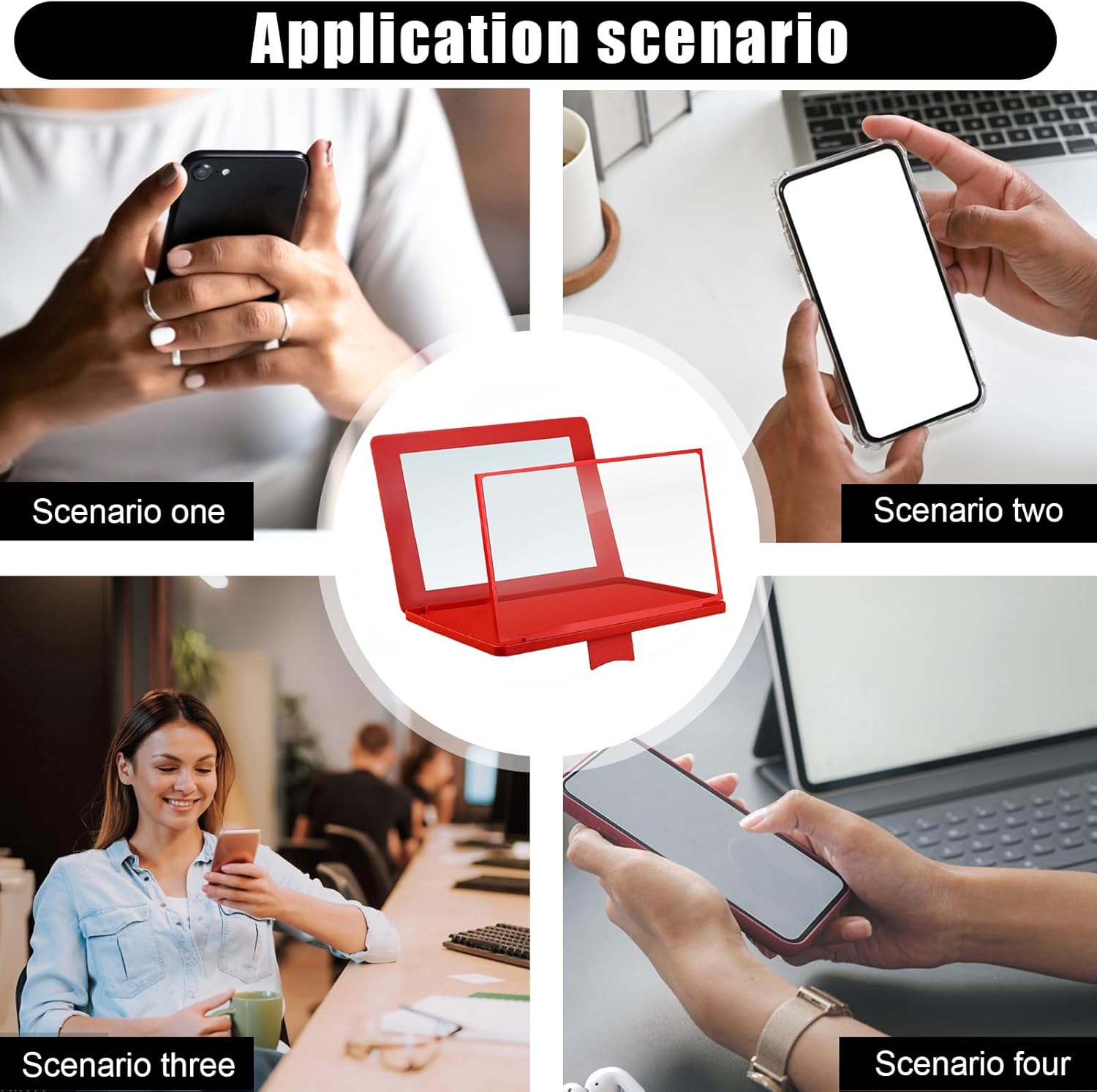 Phone Screen Magnifier – 12 Inch 3D HD Projector | 3D HD Adjustable Angle Screen Magnifier for Smartphone with Mirror and Foldable Stand, Ideal for Movies, Videos, Nightstand, Home Entertainme