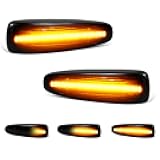 HERCOO Sequential Blink Amber LED Side Marker Light Assembly Compatible with Mitsubishi Lancer Outlander 2008-2013 Turn Signal Lamp Smoked Lens, Pack of 2