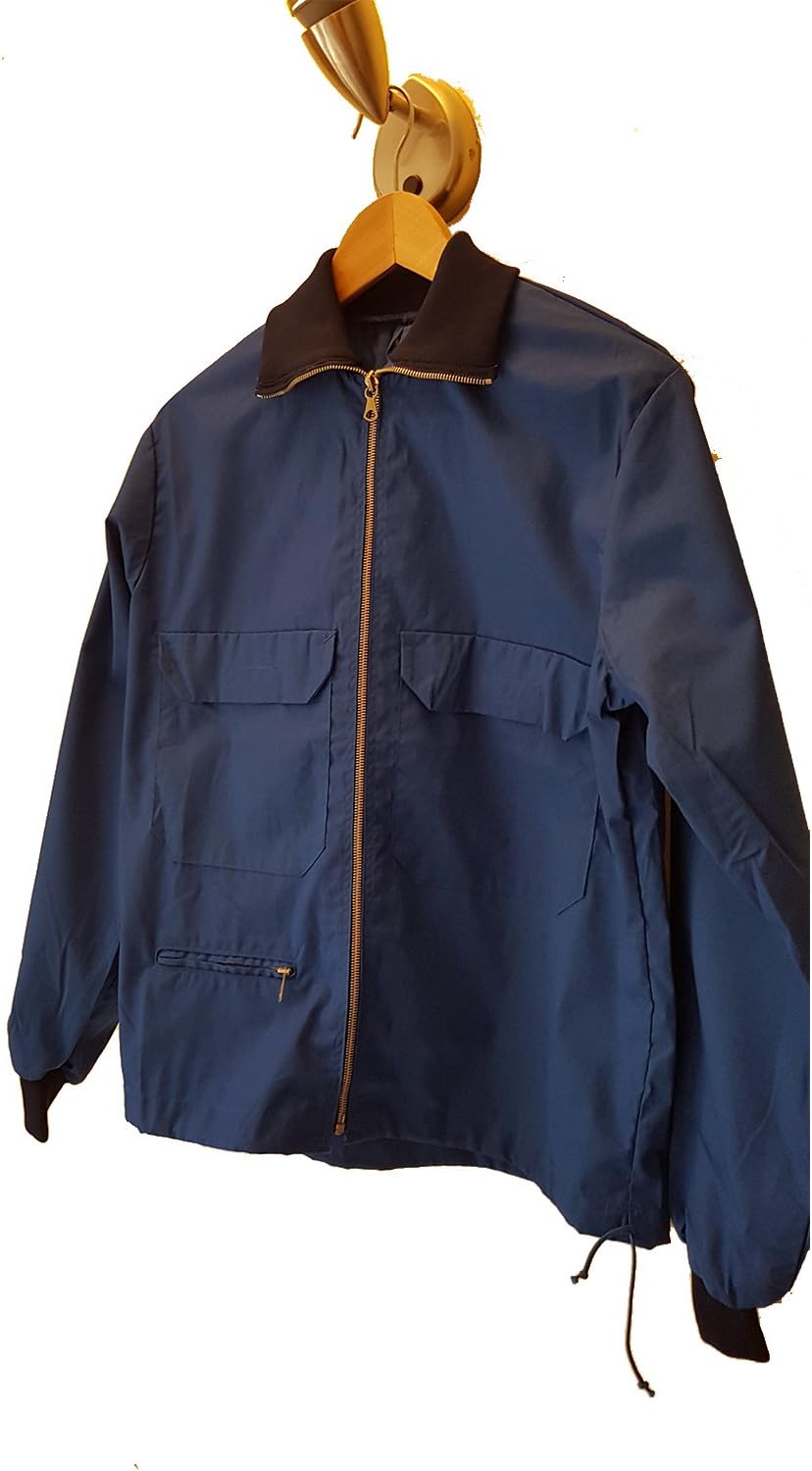 1960’s Vintage Blue Sports Jacket (Large) - Smart Casual/Men’s Retro Fashion/Elastic Cuffs and Collar/Sturdy Metal Zipper/Adjustable Drawstring Hem/Bomber Jacket/Casual Wear
