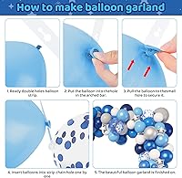 Vista 3 de Amandir Kit de guirnalda de arco de globos azul marino, 144 globos de papel de aluminio de estrella plateada con confeti azul claro real