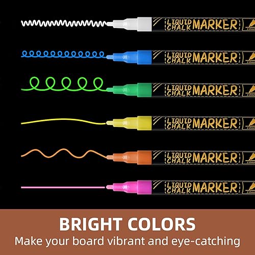 Miniatura 5 de JJPRO Marcadores de tiza líquida brillante neón y pizarra magnética