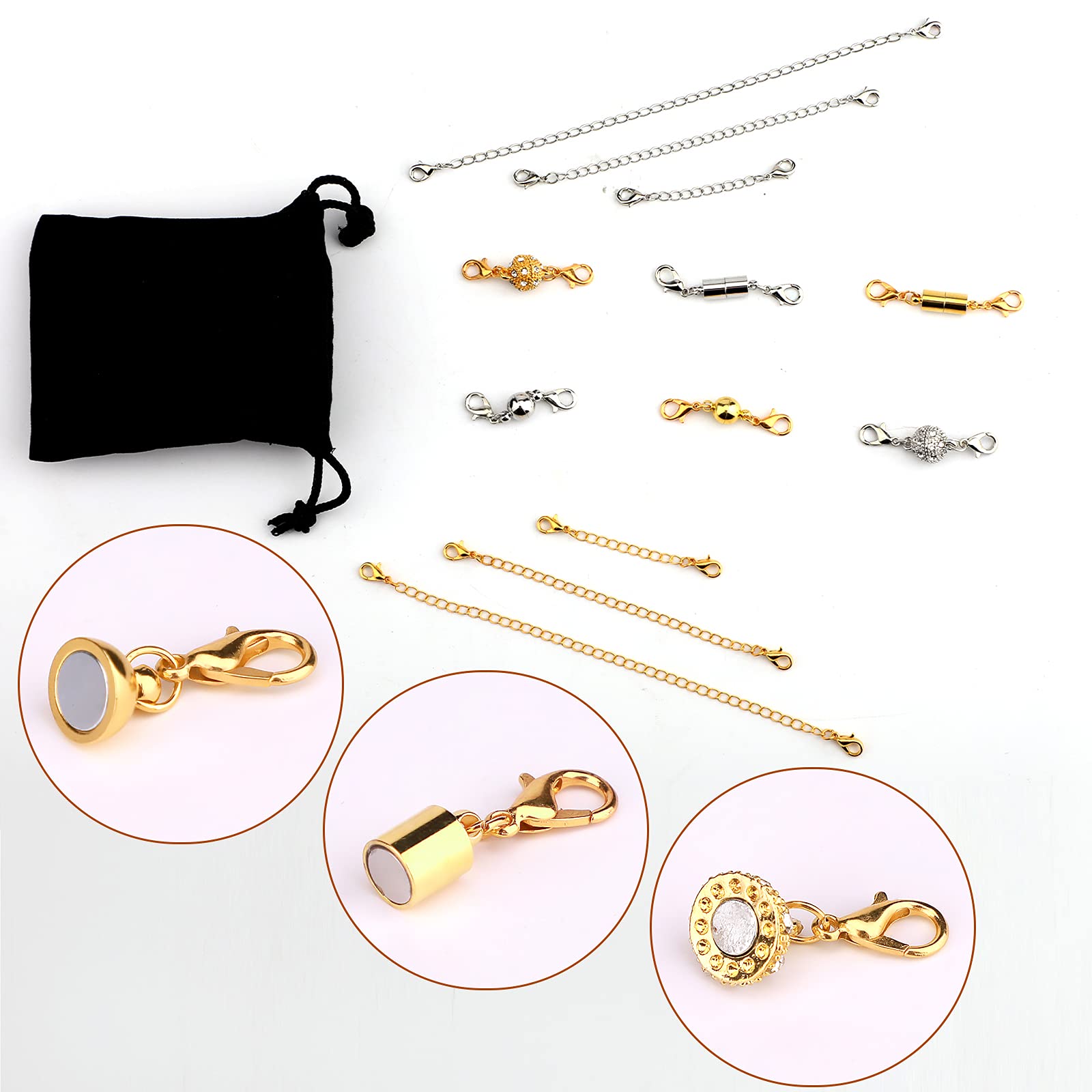 6 Chiusure Magnetiche A Forma Di Aragosta Per Gioielli - Oro E Argento - Foto 4